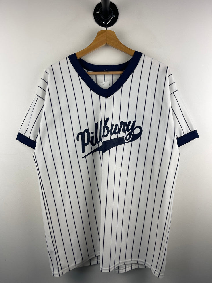 Vintage 80s Pillsbury Dough Boy Striped White Baseball Jersey