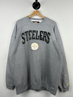 Vintage 90s NFL Starter Pittsburgh Steelers Embroidered Grey Crewneck