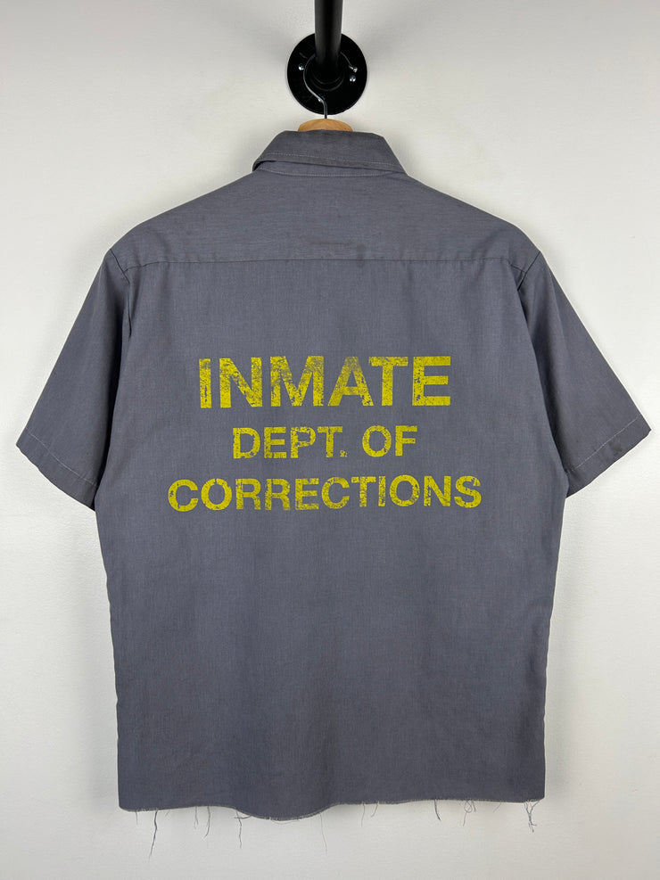 Vintage Inmate Dept Of Corrections Prison Uniform Cropped Button Up Short Sleeve Shirt