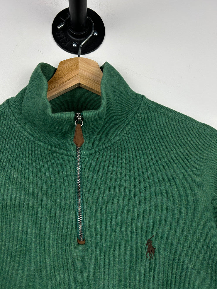 Vintage 90s Polo Ralph Lauren Green Quarter Zip Sweater