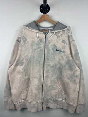 Vintage Reebok Embroidered Bleach Dyed Grey Zip Up Hoodie