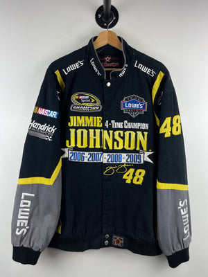 Vintage Nascar Jeff Hamilton Jimmie Johnson 4 Time Champion Lowe's Black Racing Jacket