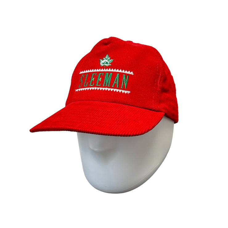 Vintage 90s Sleeman Beer Corduroy Red Snapback Hat