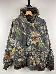 Vintage Mossy Oak Real Tree Camo Hooded Bomber Jacket