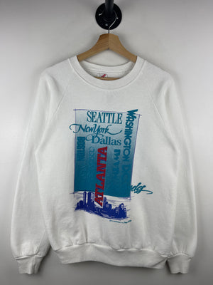 Vintage 90s Cities Of America White Crewneck