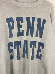 Vintage 90s Penn State Spellout Distressed Grey Crewneck
