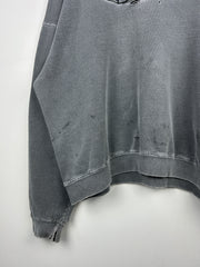 Vintage 90s No Fear Embroidered Thrashed Faded Grey Crewneck