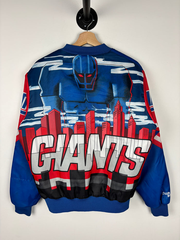 Vintage 90s NFL Chalk Line New York Giants Fanimation Satin Bomber Jacket