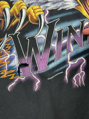 Vintage 90s American Thunder Feel The Wind Eagle Lightning Black Tee
