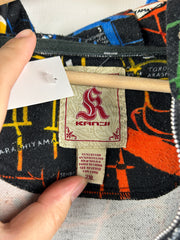 Vintage Y2K Kanji Japanese Map Black Full Zip Hoodie