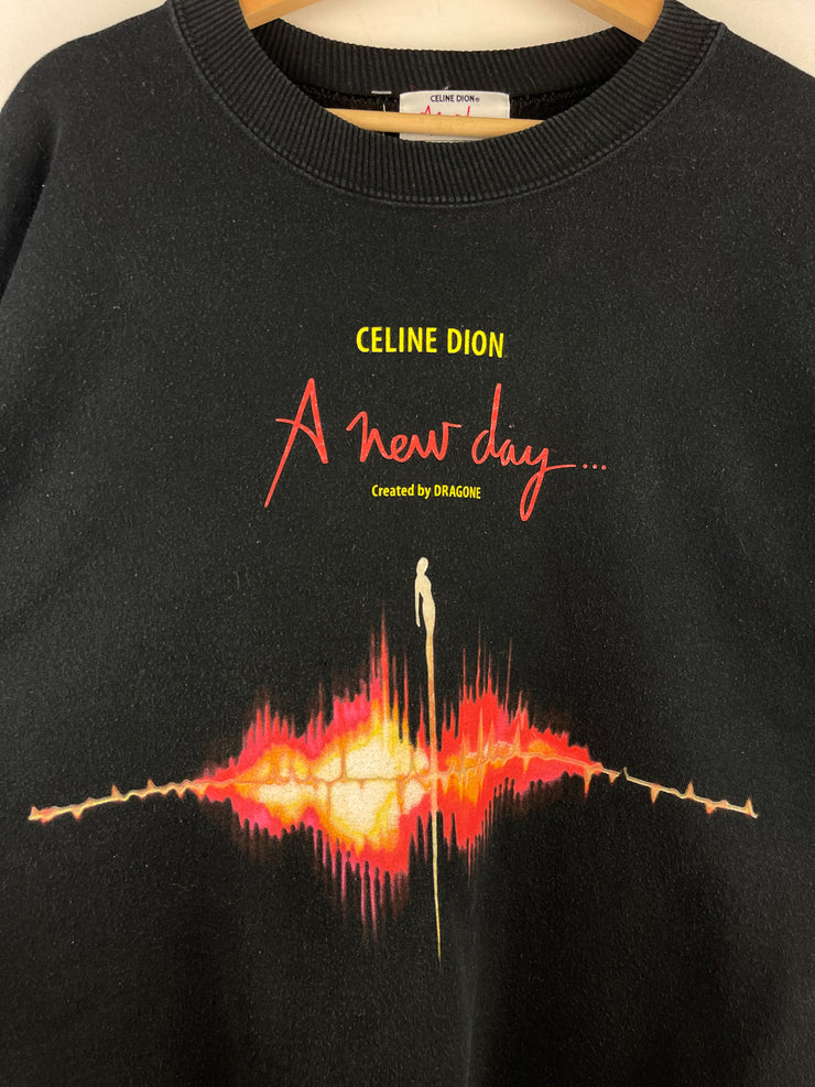 Vintage Celine Dion A New Day Black Crewneck