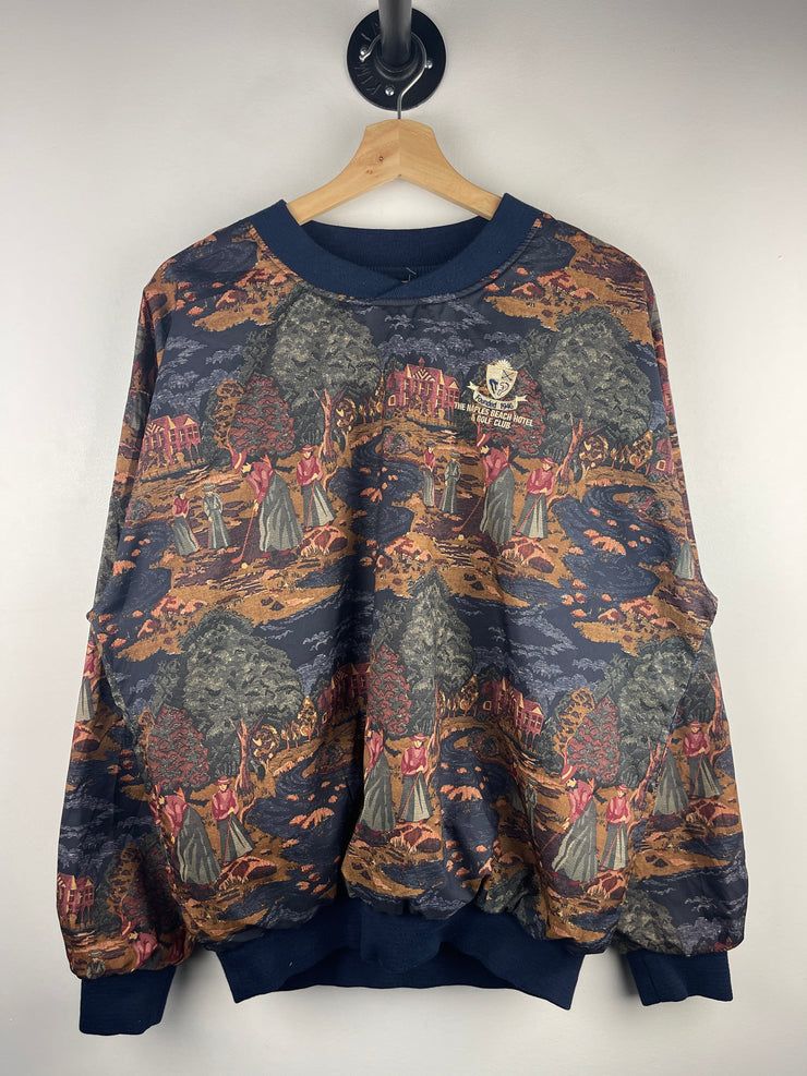 Vintage 90s Golf Napels Beach Club All Over Print Reversible Pullover Windbreaker