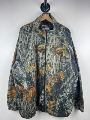 Vintage Mossy Oak Real Tree Camo Zip Up Fleece Sweater