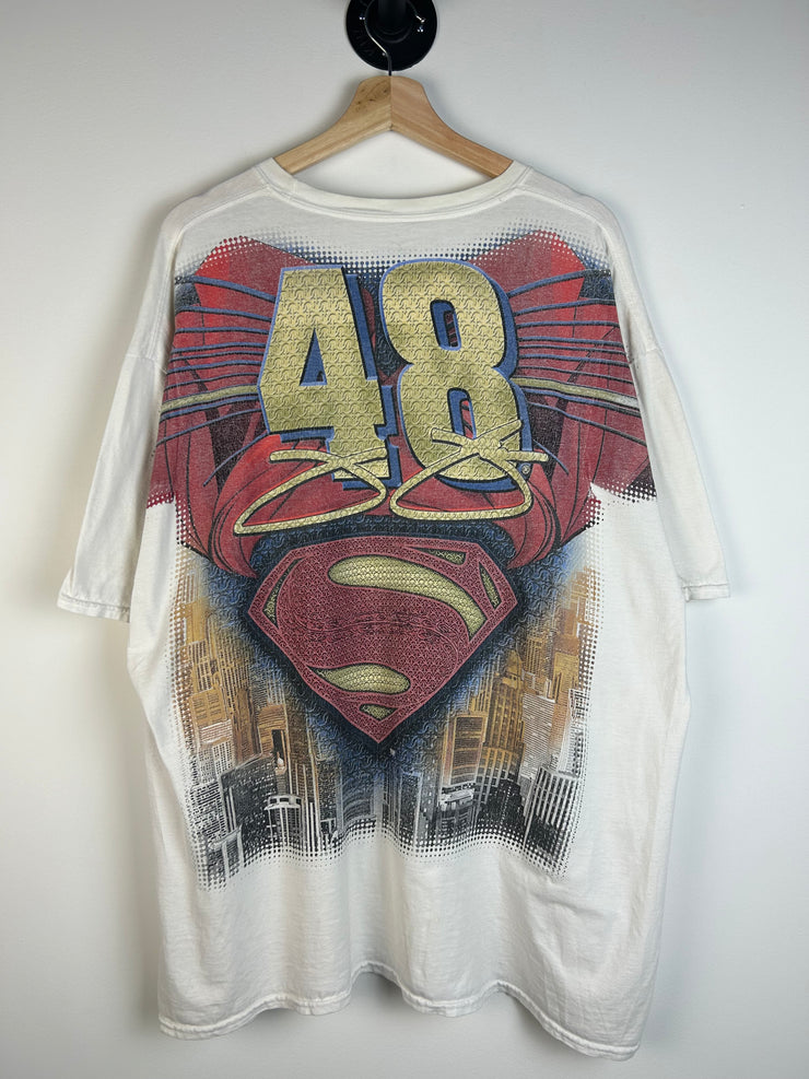 Vintage Nascar Jimmie Johnson White All Over Print Tee