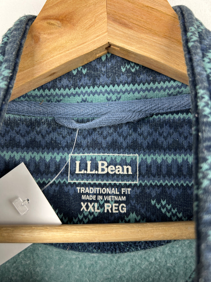 Vintage L.L. Bean Aztec Print Quarter Zip Blue Fleece Sweater