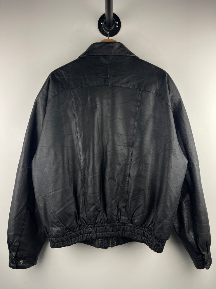 Vintage 90s Personal Choice Black Leather Bomber Jacket
