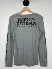 Vintage Harley Davidson Grey Henley Women’s Long Sleeve