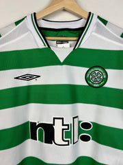 Vintage 1999-2001 Umbro Celtic Football Green & White Soccer Jersey