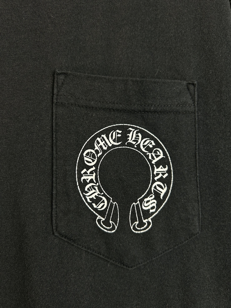 Chrome Hearts Floral Cross Neck Spellout Malibu Black Tee