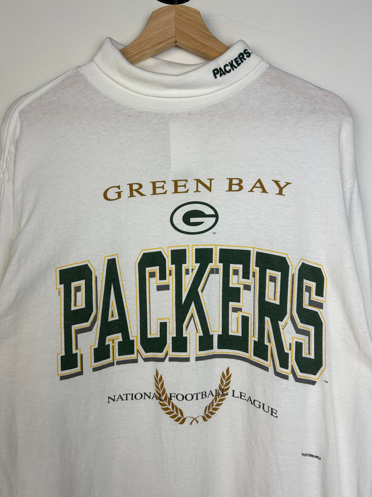 Vintage 1996 Green Bay Packers White Turtle Neck Long Sleeve