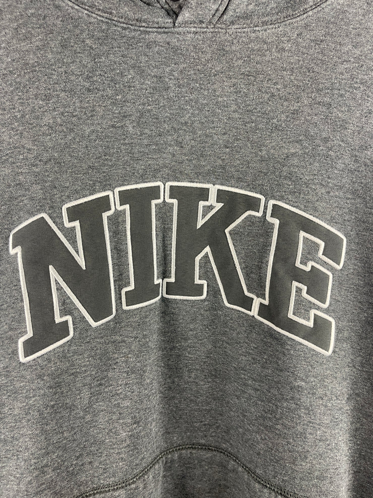 Vintage Nike Spellout Embroidered Charcoal Grey Hoodie