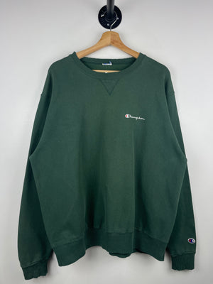 Vintage 90s Champion Spellout Embroidered Green Crewneck