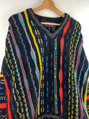 Vintage 90s Tundra 3D Knit Black Multi Colour Sweater