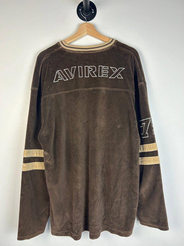 Vintage Y2K Avirex Spellout Brown Suede Crewneck