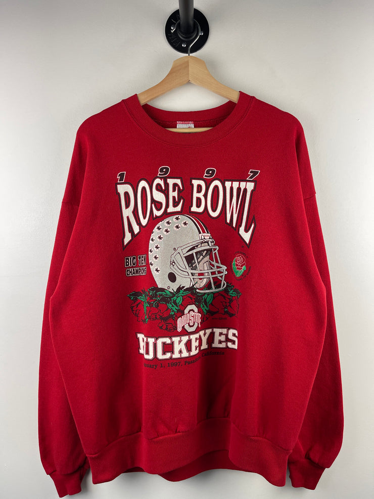 Vintage 90s Ohio State Buckeyes Rose Bowl Football Red Crewneck