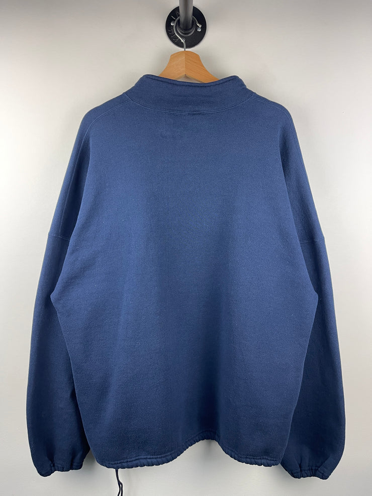 Vintage 90s Russell Athletic Blank Navy Quarter Zip Sweater