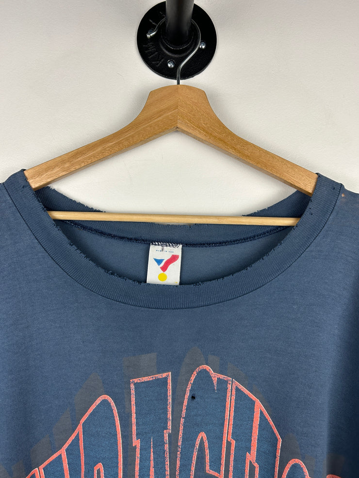 Vintage 90s Syracuse University Thrashed Faded Navy Tee