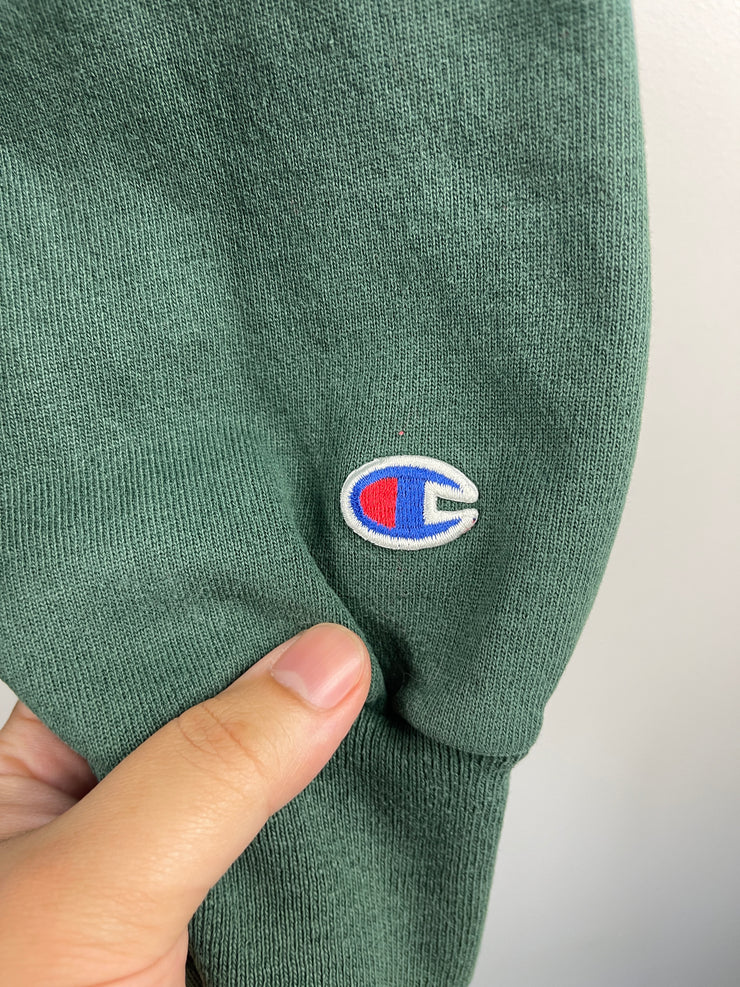 Vintage 90s Champion Embroidered Spellout Forest Green Crewneck