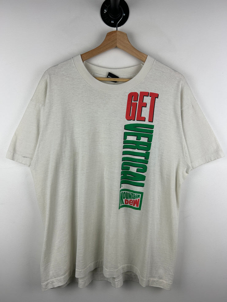 Vintage 90s Mountain Dew Get Vertical White Tee