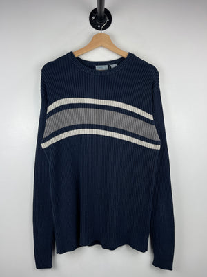 Vintage 90s Aeropostale Striped Navy Ribbed Knit Sweater