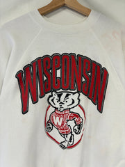 90's Wisconsin Badgers White Crewneck
