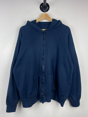 Vintage 90s Sports Afield Blank Thermal Lined Navy Zip Up Hoodie