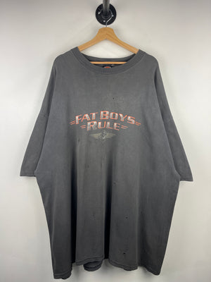 Vintage 90s Harley Davidson Fat Boys Rule Pittsburgh Faded Black Tee