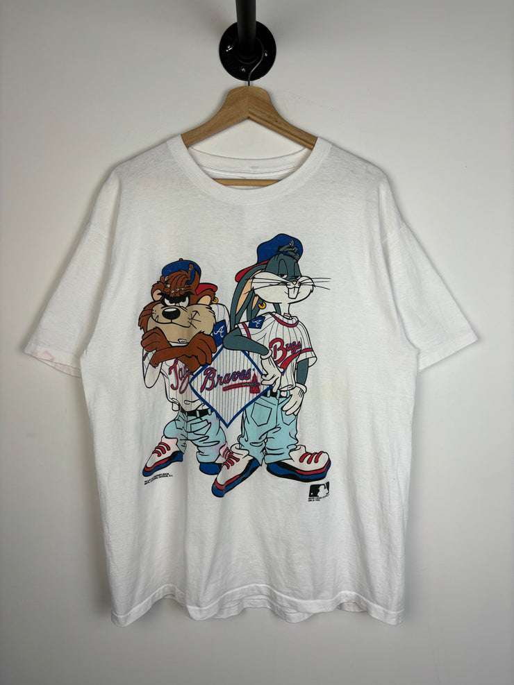 Vintage 1993 Looney Tunes Atlanta Braves White Tee