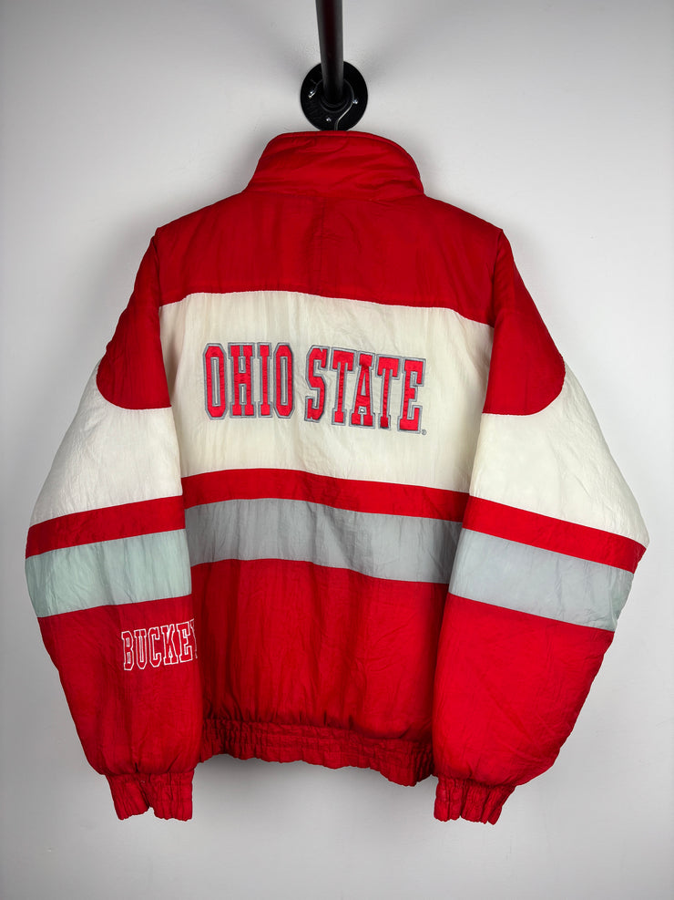 Vintage 90s Locker Line Ohio State Buckeyes Red & White Jacket