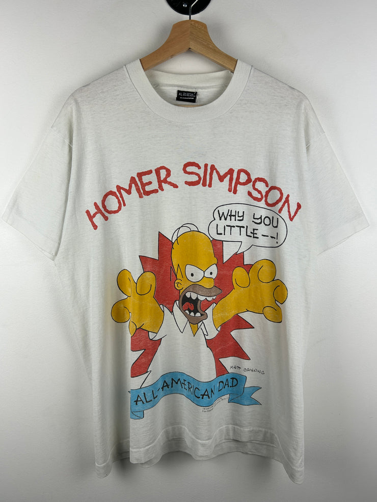 Vintage 90s The Simpsons Homer Simpson All American Dad White Tee