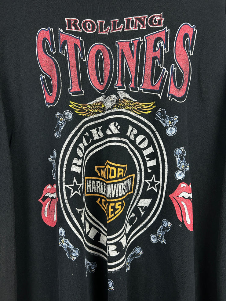Vintage 90s Harley Davidson Rolling Stones Black Long Sleeve