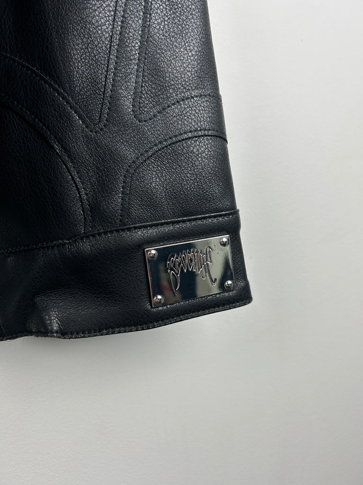 Revenge Spider Web Black Leather Jacket
