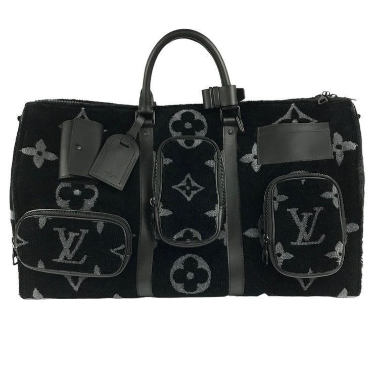 Louis Vuitton Multi Pocket Keep-All 50 Bandouliere Monogram Tuffetage Black Duffle Bag