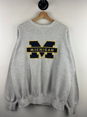Vintage 90s Michigan Wolverines Embroidered Grey Crewneck