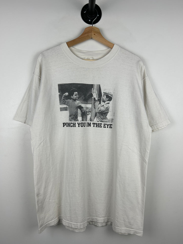 Vintage 90s Punch You In The Eye Pop Culture Art White Tee