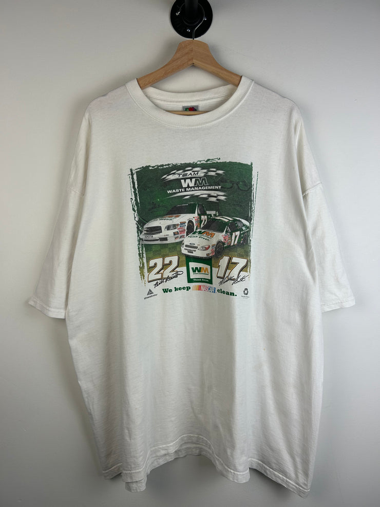 Vintage Nascar Waste Management White Tee