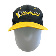 Vintage 90's Pittsburgh Penguins Spellout Black Snapback Hat