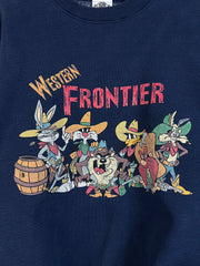 Vintage 90's Looney Tunes Western Frontier Navy Crewneck