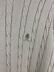 Vintage 90s Tommy Hilfiger Cable Knit Cream Sweater