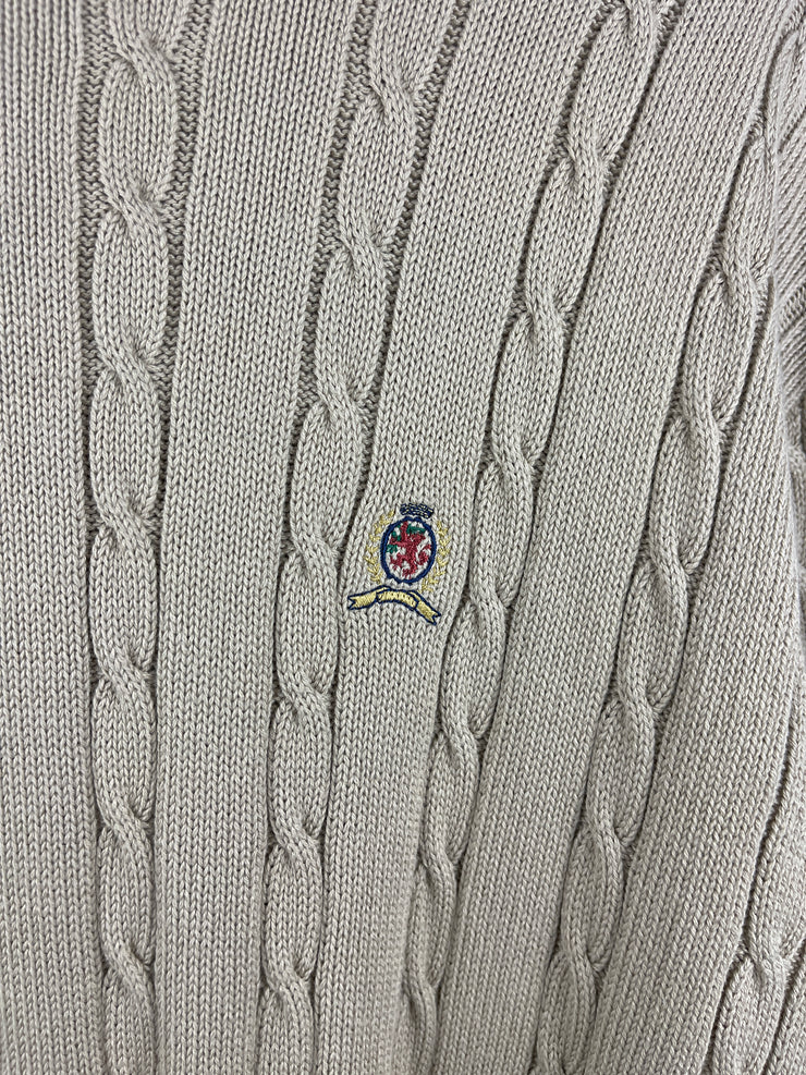 Vintage 90s Tommy Hilfiger Cable Knit Cream Sweater